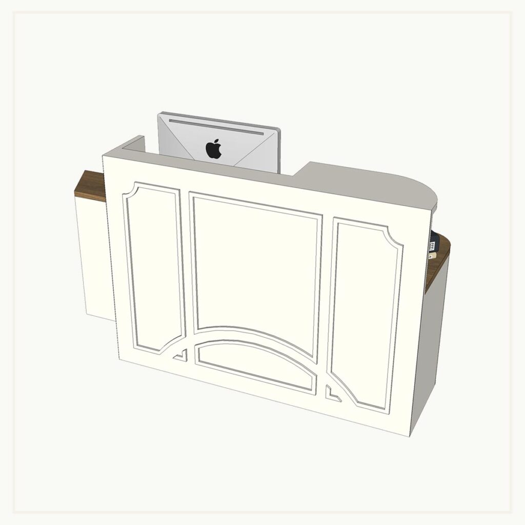 Architecture d'intérieur - agencement - design - mobilier - banque d'acceuil - style classique - bureaux - modélisation - dessin - architecte d'intérieur