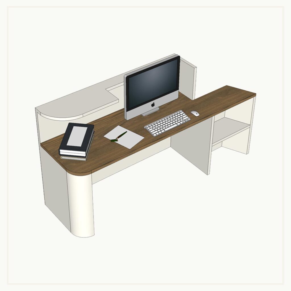 Architecture d'intérieur - agencement - design - mobilier - banque d'acceuil - style classique - modélisation - dessin - architecte d'intérieur