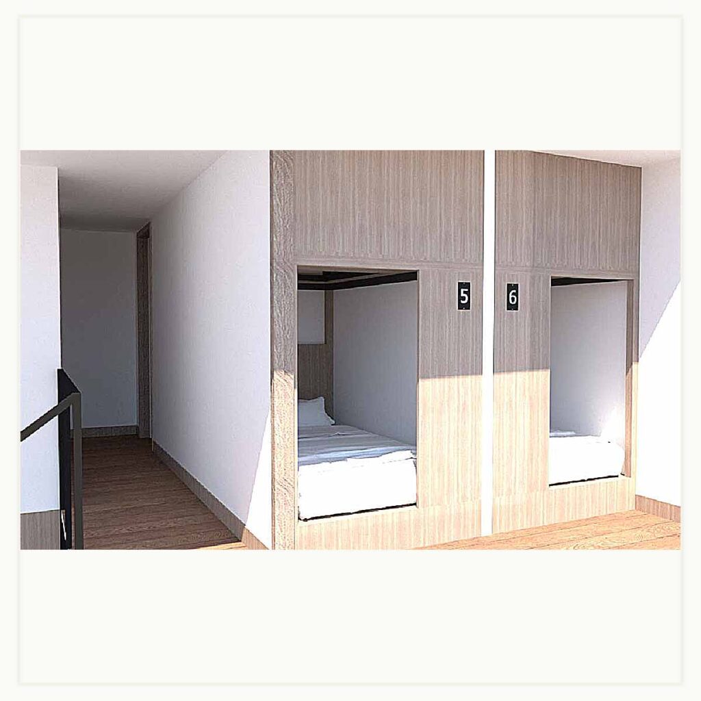 Architecture d'intérieur - cabine dortoir - bois - modélisation - dessin - architecte d'intérieur