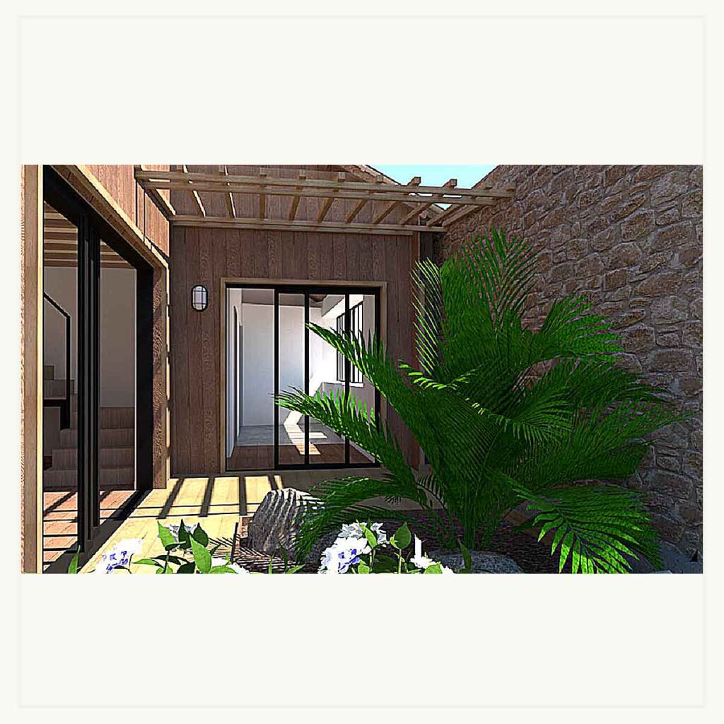 Architecture d'intérieur - jardin terrasse - végetal - modélisation - dessin - architecte d'intérieur