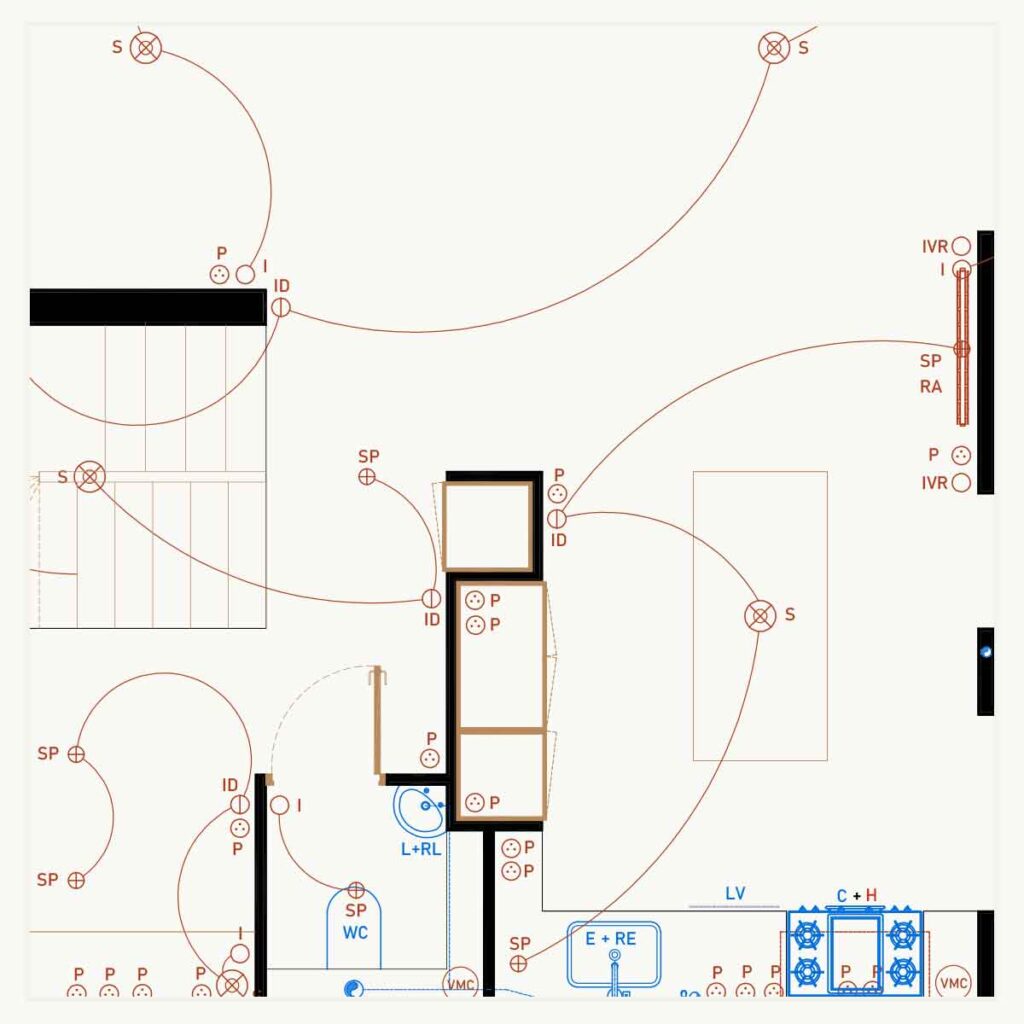 architecture d'intérieur - plan électrique - cusine - îlot central - maison - appartement - architecte d'intérieur