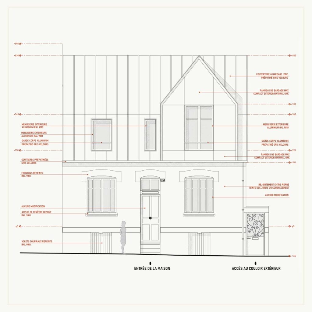 architecture - plan - élévation - façade - maison - nantes - architecte